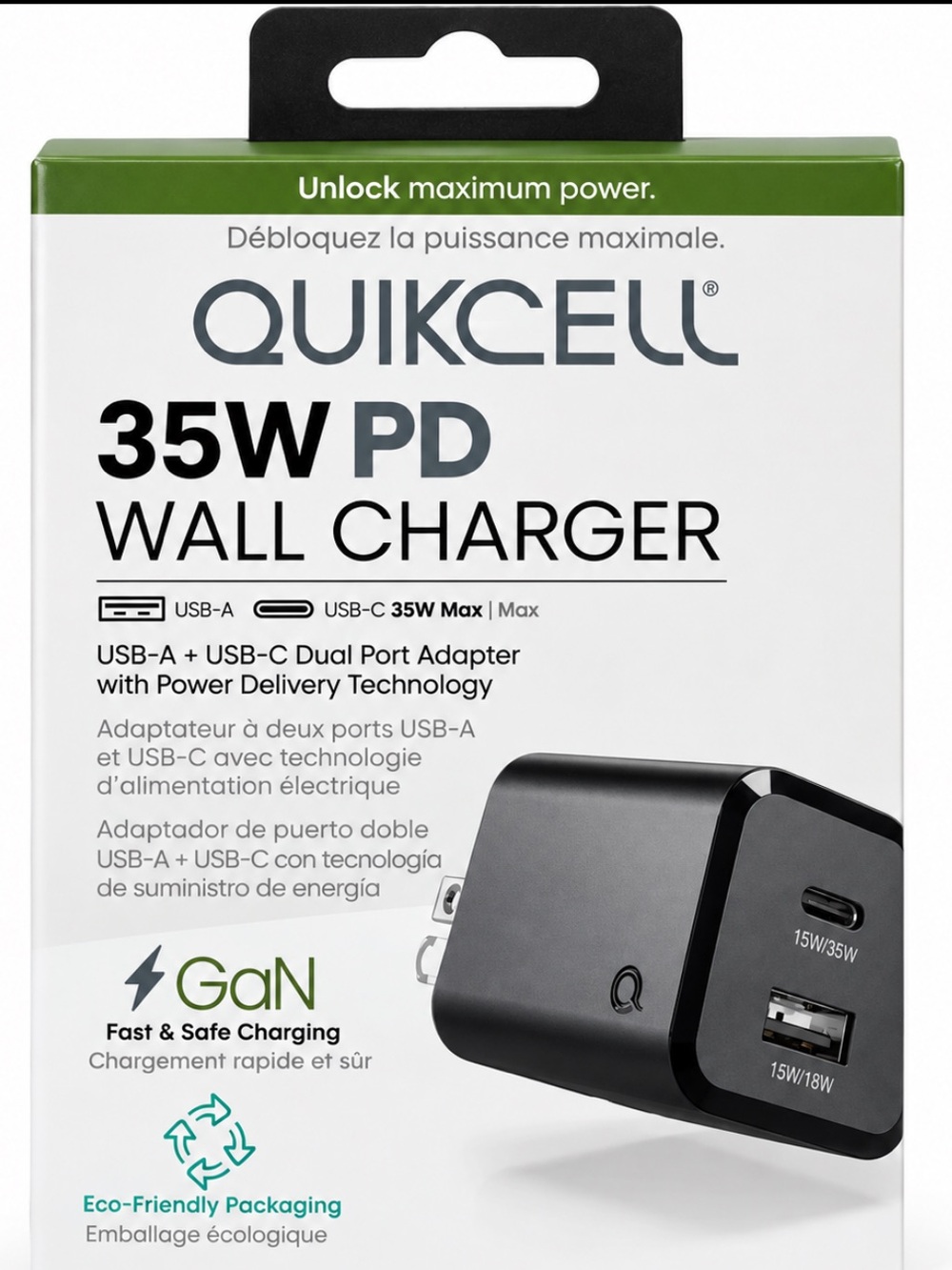 35W PD Dual-Port Wall Charger - Black